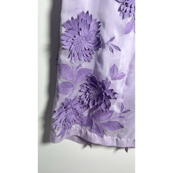 Anthropologie x Maeve 3D Bloom Column Lavender Organza MIDI Pencil Skirt Size 8 - Picture 8 of 13